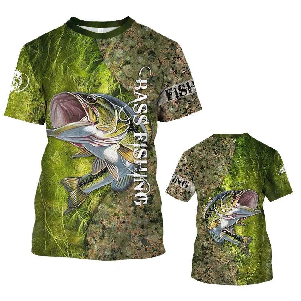 Kids Summer Fishing Graphic Print Trendy Short Sleeve T-shirts 2-13 Years Boys Outfits Fishing Breathable Tops Children Clothes