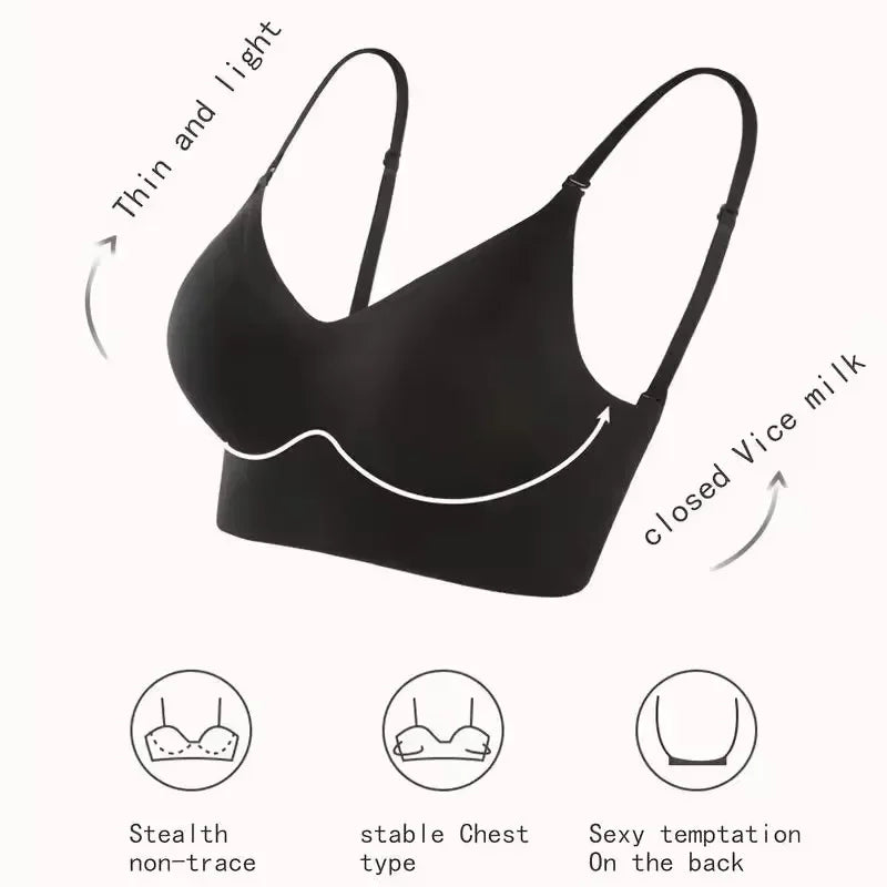 Women Invisible Bra Deep U Plunge Bras Backless ToDresses p for Sexy Lingerie with Transparent Strap Push Up Strapless Underwear