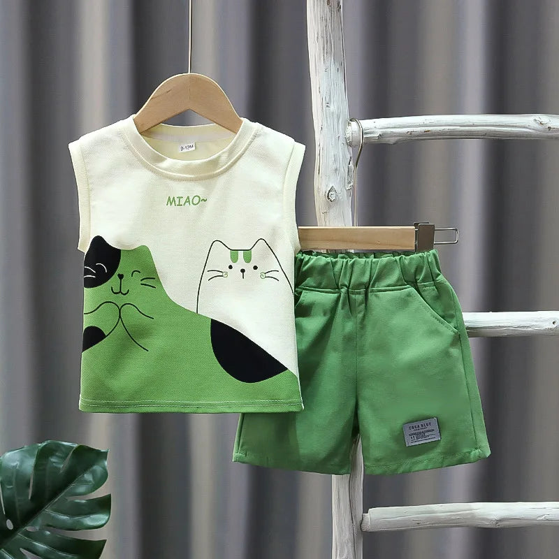 Kids Summer Short Sleeve Casual Suit