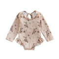 Kids Girl Summer Swimsuits Floral Print Long Sleeve Ruffles Jumpsuit Swimwear Bathers Bathing Suits Swimming Pool Beach Wear