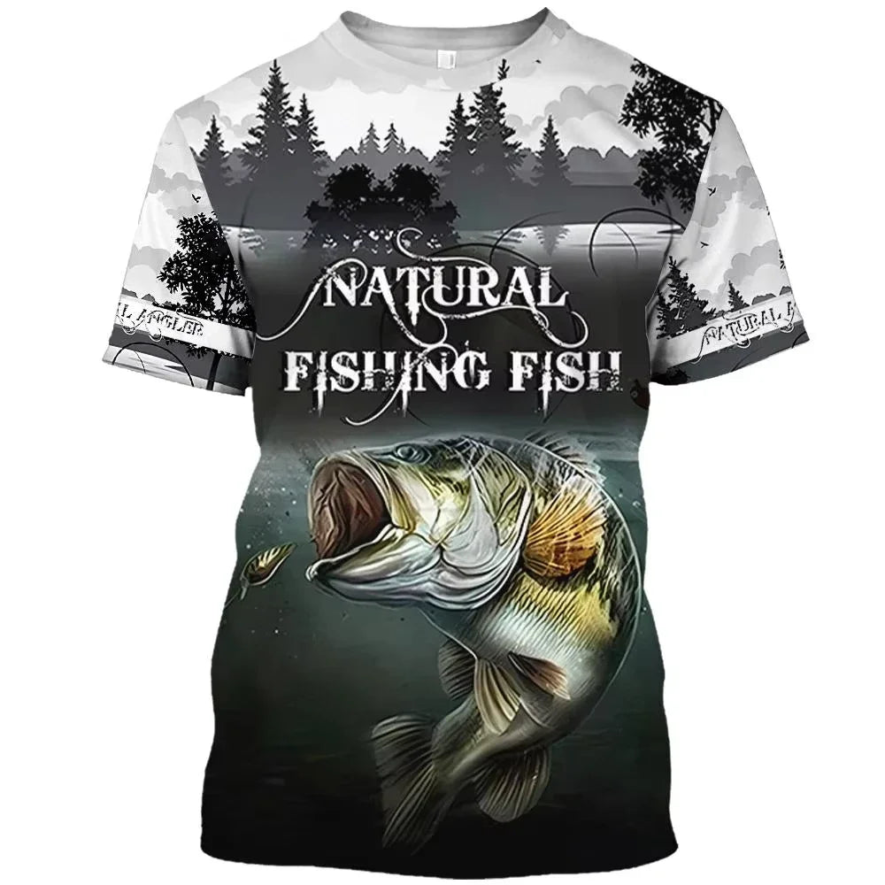 Kids Summer Fishing Graphic Print Trendy Short Sleeve T-shirts 2-13 Years Boys Outfits Fishing Breathable Tops Children Clothes