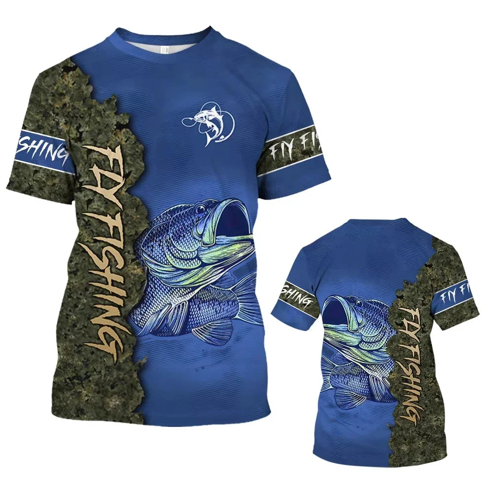 Kids Summer Fishing Graphic Print Trendy Short Sleeve T-shirts 2-13 Years Boys Outfits Fishing Breathable Tops Children Clothes