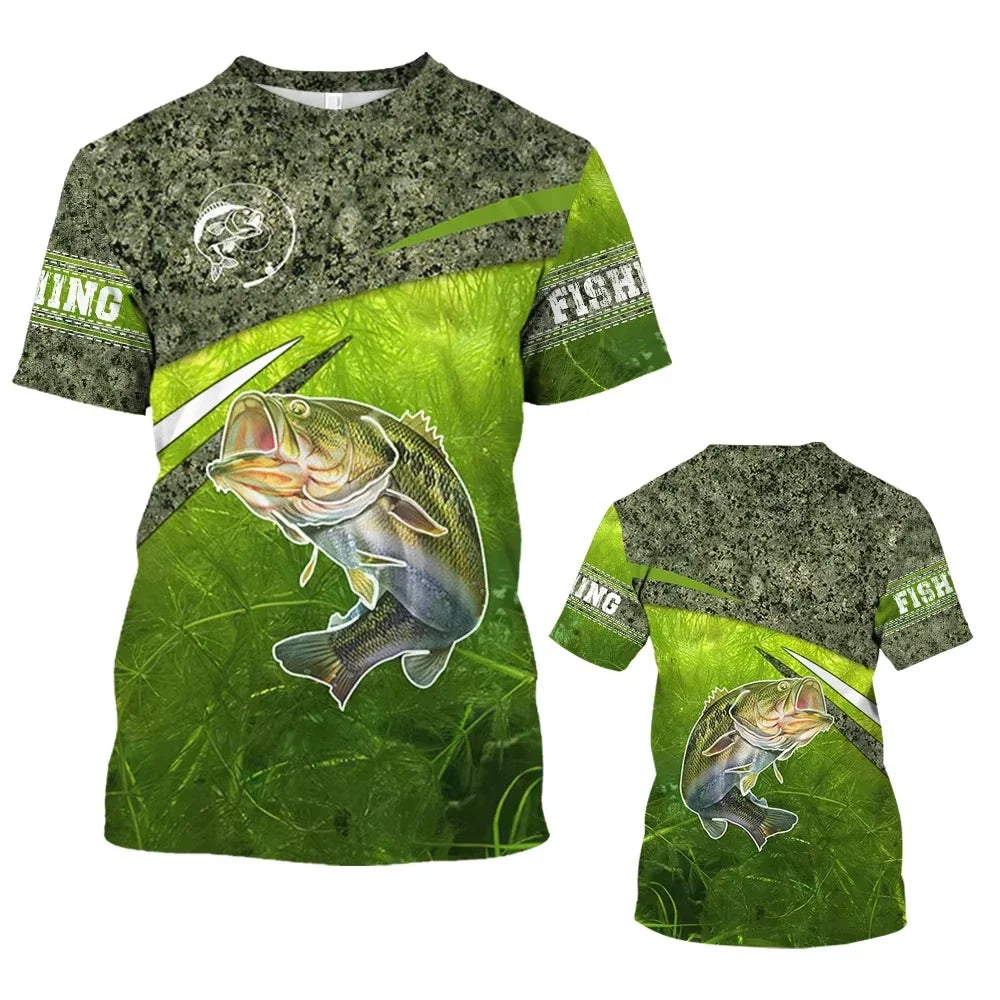 Kids Summer Fishing Graphic Print Trendy Short Sleeve T-shirts 2-13 Years Boys Outfits Fishing Breathable Tops Children Clothes