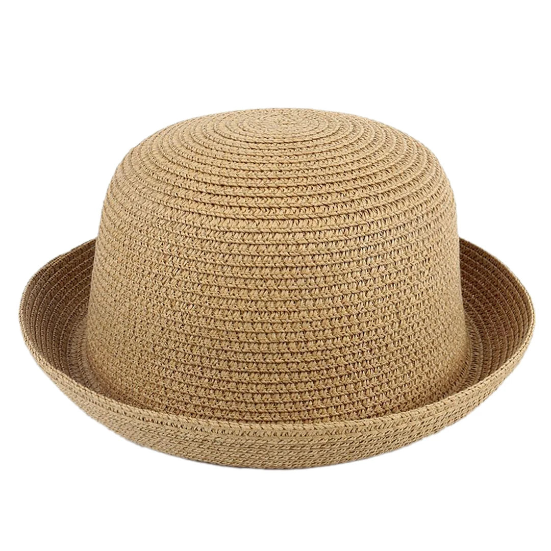 Kids Summer Sun Hat Children Boys Girls Straw Hat Bowler Hats Derby Cap Clothe Cap Beach Travel