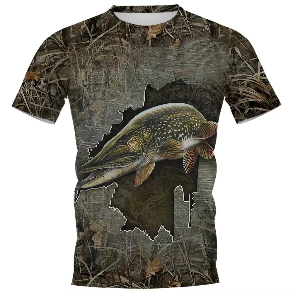 Kids Summer Fishing Graphic Print Trendy Short Sleeve T-shirts 2-13 Years Boys Outfits Fishing Breathable Tops Children Clothes