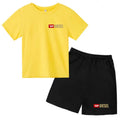 Kids Summer Sky Blue T-shirt Fashion Letters Top+Shorts Boy Girl Coat 3-12Years Sports Short-sleeved Clothing Jogging Casual Set