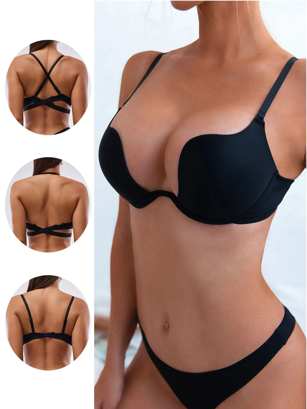 fashionable sexy push-up bra U-shaped multi-wear bralette with invisible backless underwear underwire padded Lingerie