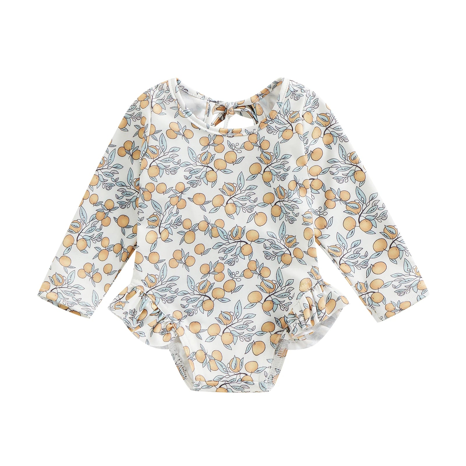 Kids Girl Summer Swimsuits Floral Print Long Sleeve Ruffles Jumpsuit Swimwear Bathers Bathing Suits Swimming Pool Beach Wear