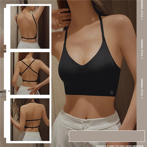 2026 Invisible Push Up Bra Backless Sexy Women Bras Low Cut Plunge Brassiere Open Back Wedding Underwear Seamless Lingerie