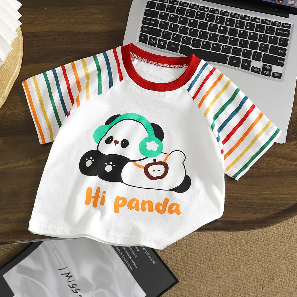 Kids Summer T-shirt Cute Girls Tops Cotton Boys Clothing Short Sleeve Clothes