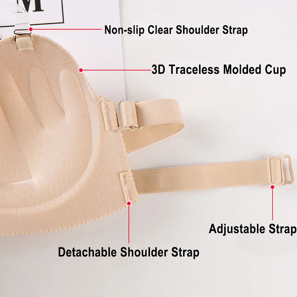 Sexy Backless Invisible Bra Push Up For Women Lingerie Seamless Brassiere No Sewing Bra Strapless Bras Daily Wear Bralette