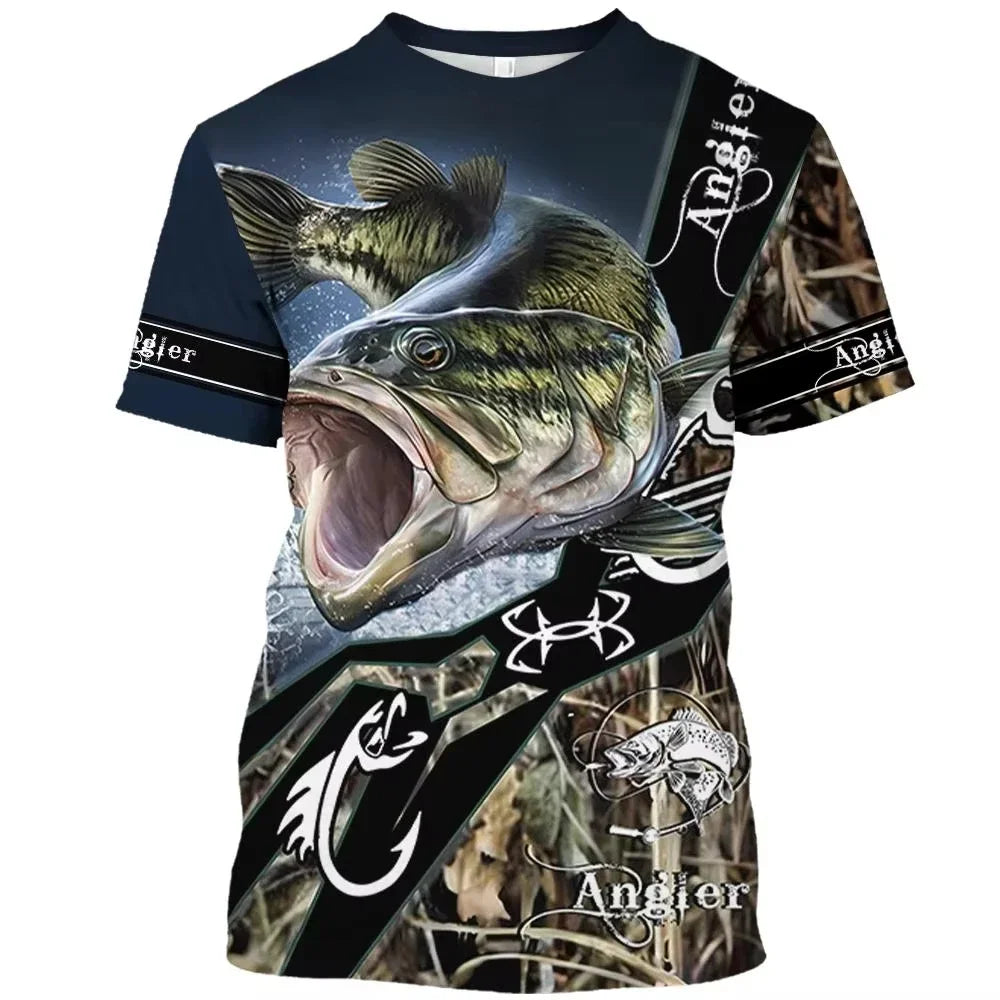 Kids Summer Fishing Graphic Print Trendy Short Sleeve T-shirts 2-13 Years Boys Outfits Fishing Breathable Tops Children Clothes