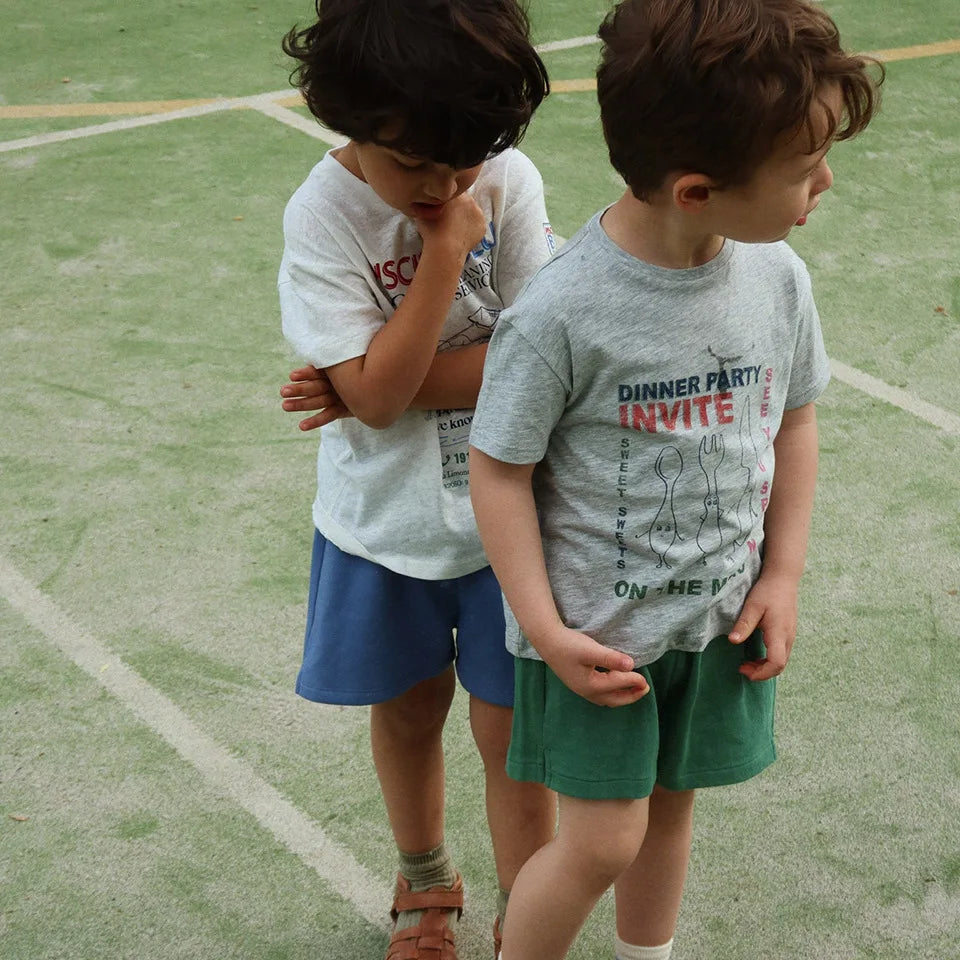 26 Summer New Kids' Wear KS Boys Girls Cartoon T-Shirt Bead Short Sleeve Top Shorts Netting Skirt Girl Clothes
