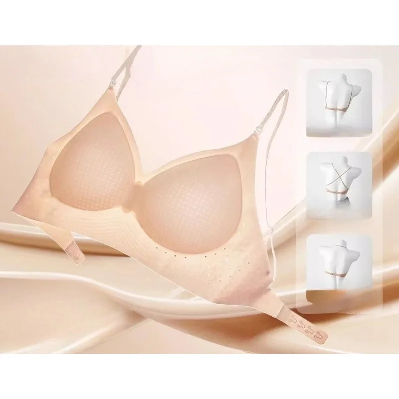 Invisible Backless Push Up Bra Seamless Wireless Fixed Cup Beauty Back Small Bust Enhancer Comfort Support Everyday Wear Female