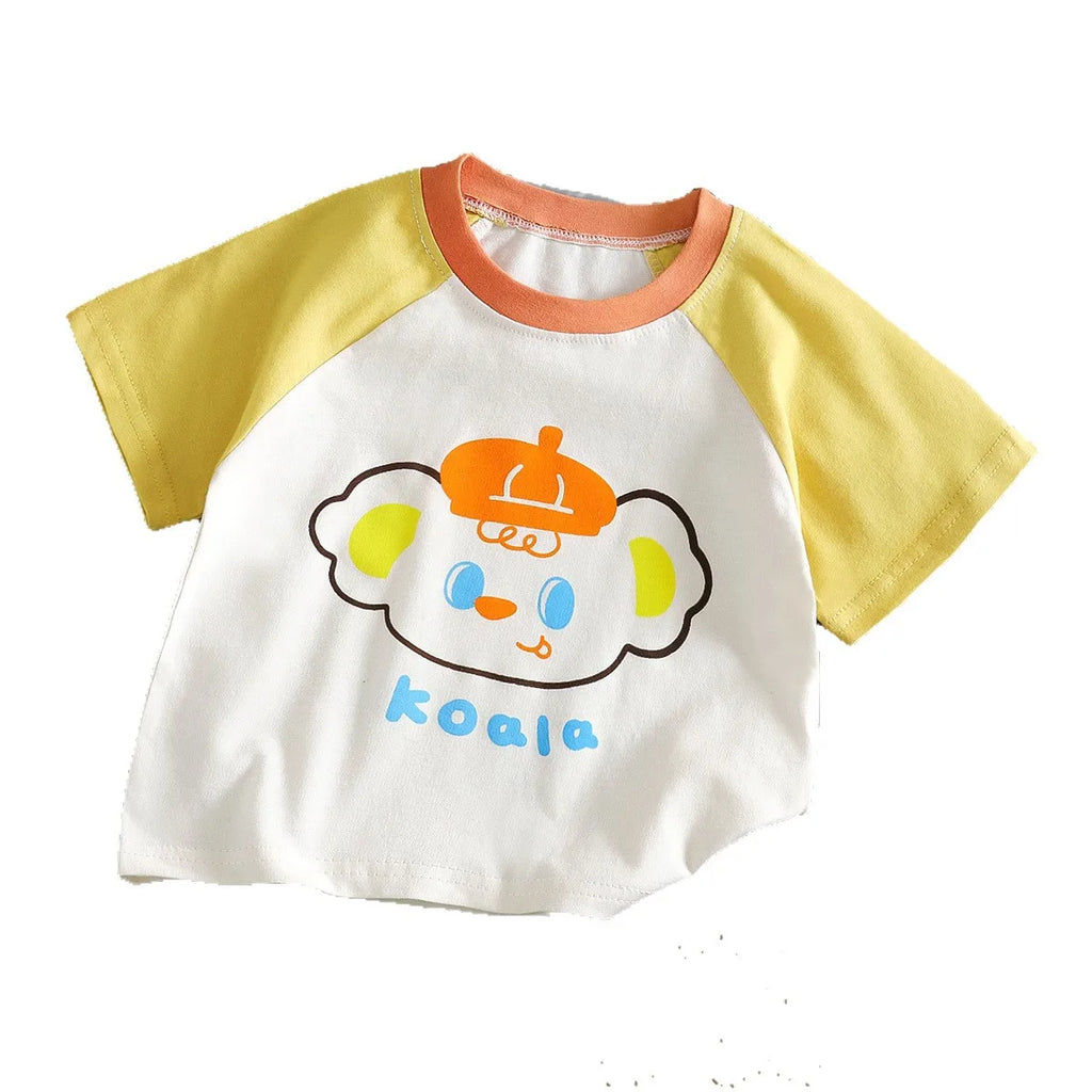 Kids Summer T-shirt Cute Girls Tops Cotton Boys Clothing Short Sleeve Clothes