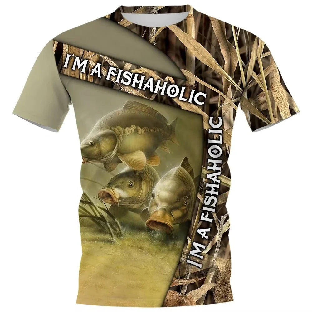 Kids Summer Fishing Graphic Print Trendy Short Sleeve T-shirts 2-13 Years Boys Outfits Fishing Breathable Tops Children Clothes