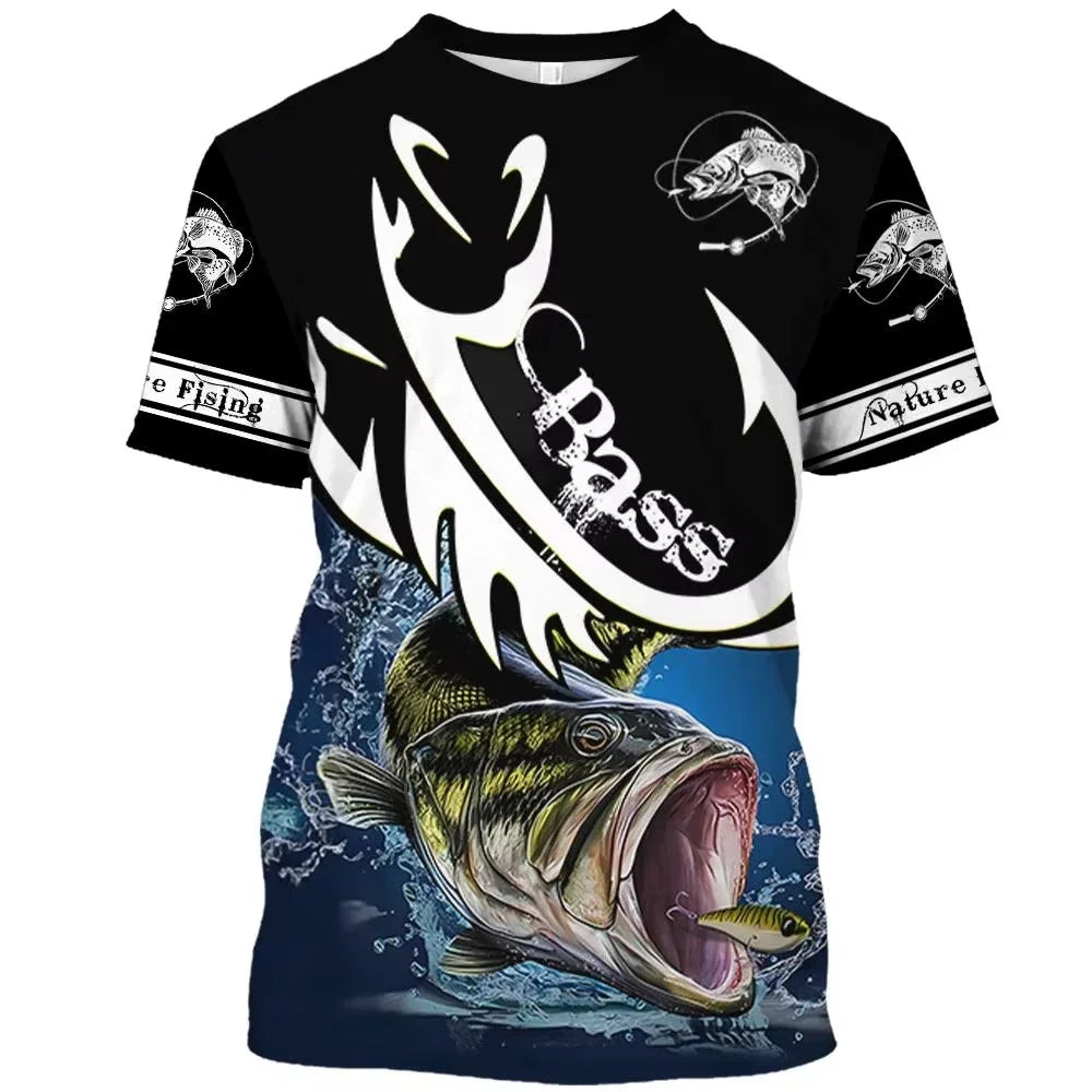Kids Summer Fishing Graphic Print Trendy Short Sleeve T-shirts 2-13 Years Boys Outfits Fishing Breathable Tops Children Clothes